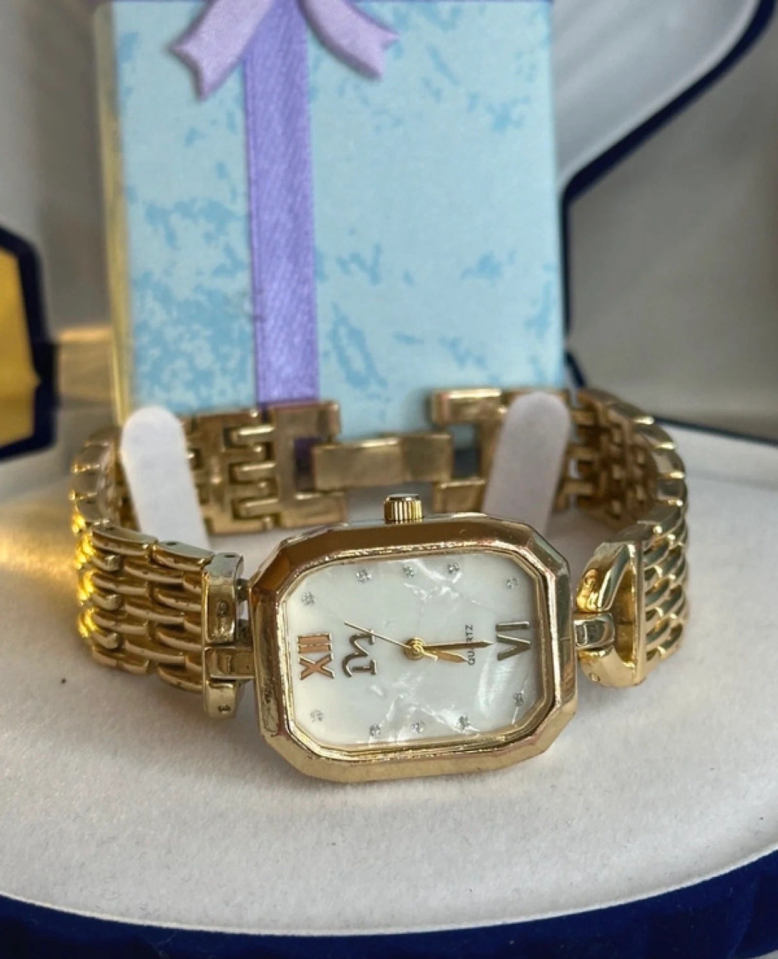 Gouden horloge My Time - Parelschild en strass details – photo 2
